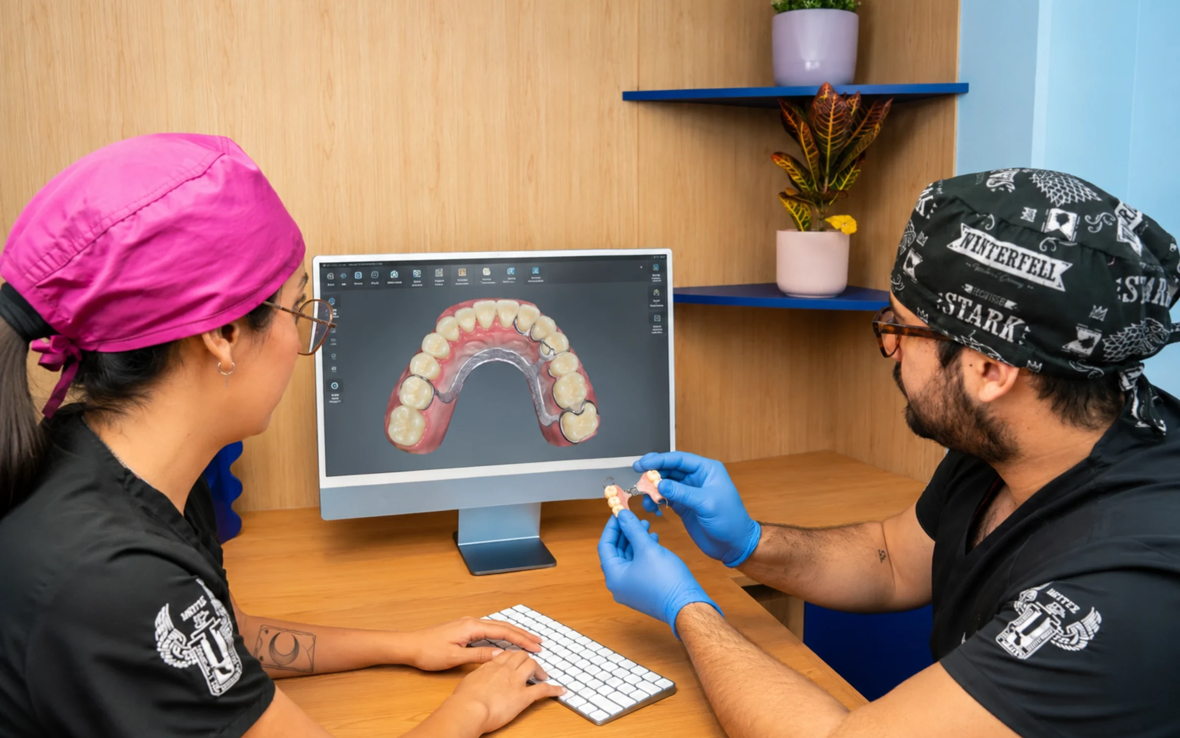 hisonrisa dentists reviewing a full-arch implant planning model for All-on-4 or All-on-6 care.