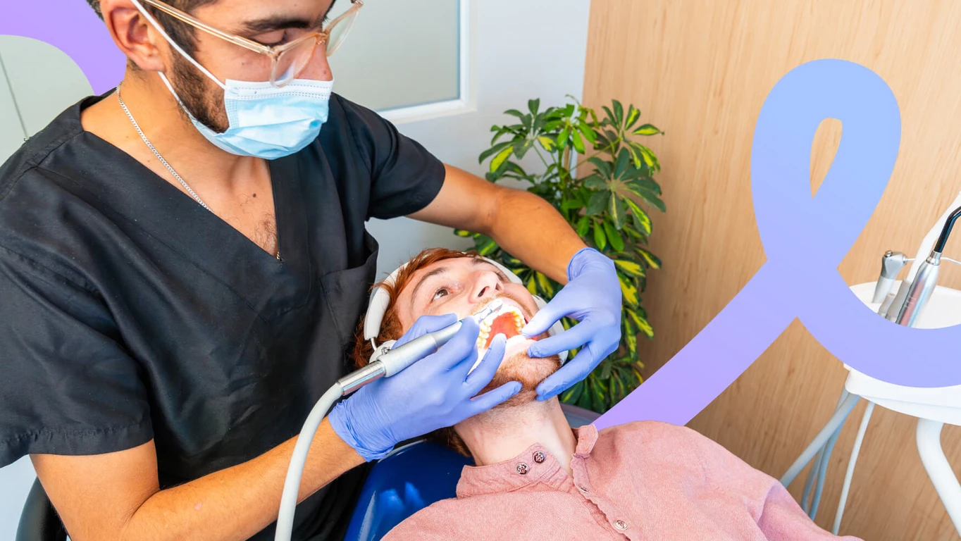 Dentist in Mexico City performing a professional dental cleaning on a patient.
