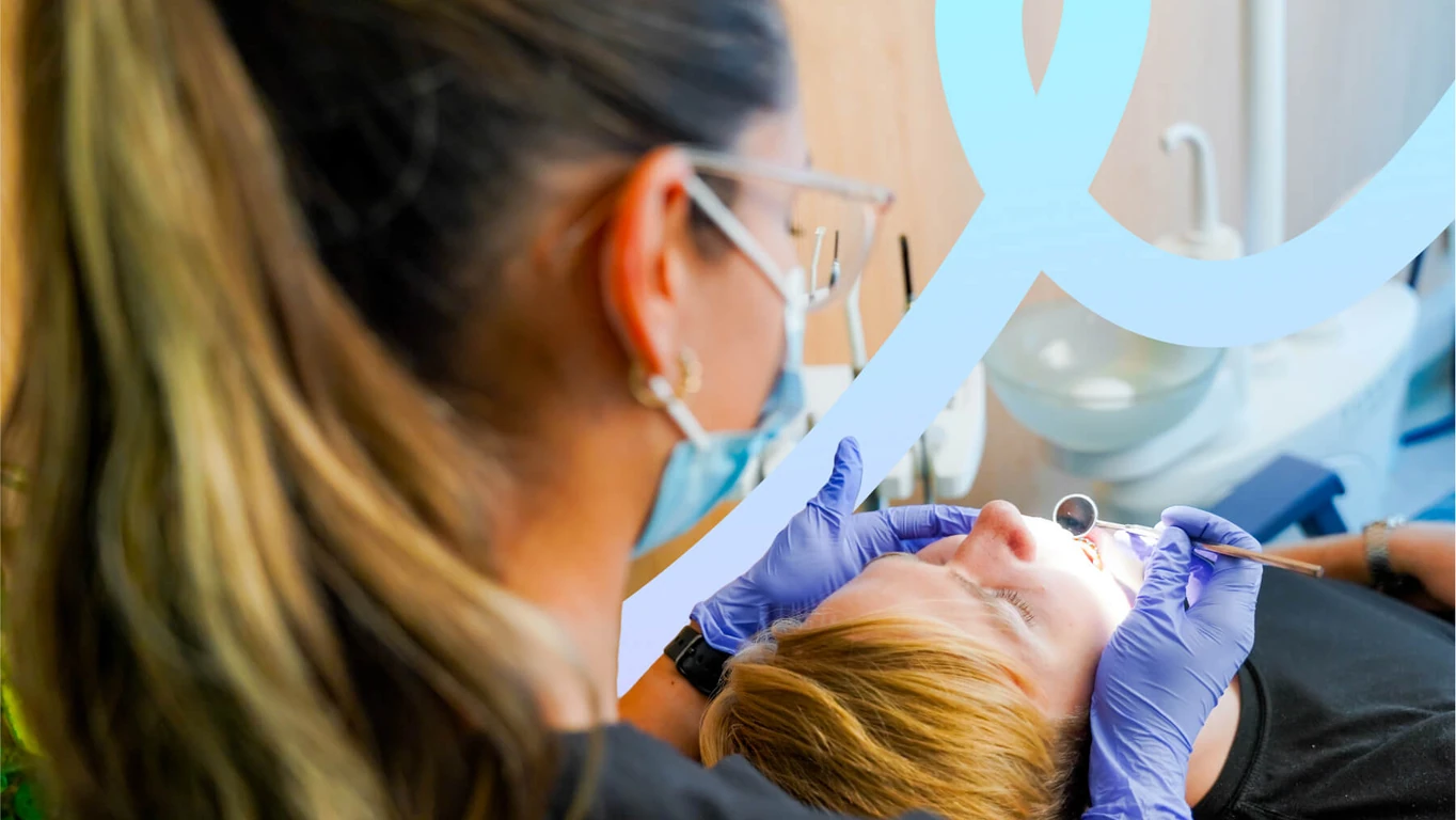 Professional dental cleaning procedure at a Mexico City clinic.