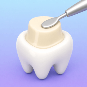Tooth preparation and foundation buildup icon.