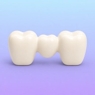 Dental bridges icon with a fixed three-unit bridge.