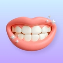 Teeth whitening icon with a bright smile.