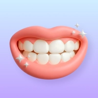 Teeth whitening icon with a bright smile.