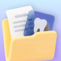 Illustration of a receipt and dental X-rays in a folder.