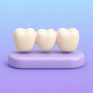 Icono de comparación de puente dental fijo.