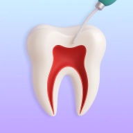 Root canal icon showing a tooth cross-section and endodontic file.